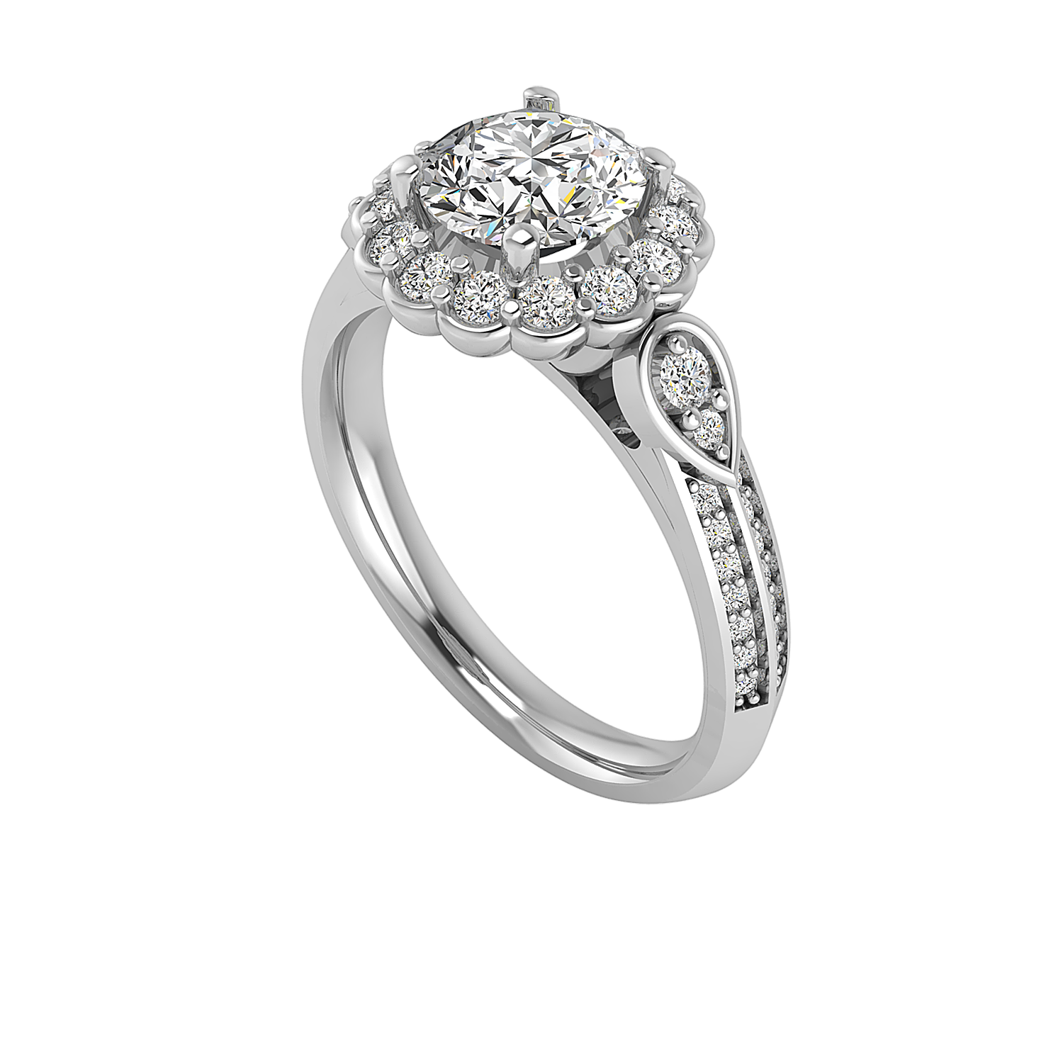 Phoenix Floral Halo Engagement Ring